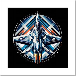 Aviator’s Crest | Geometric F-16 Falcon Tee Posters and Art